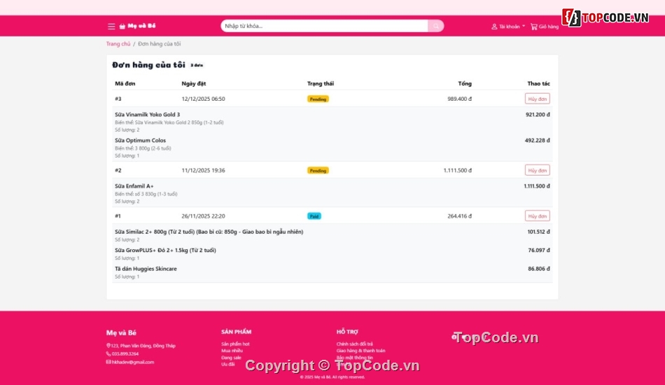mẹ và bé,code laravel,code bán hàng,thương mại điện tử,Source Java Web Bán Hàng,code php giao diện đẹp